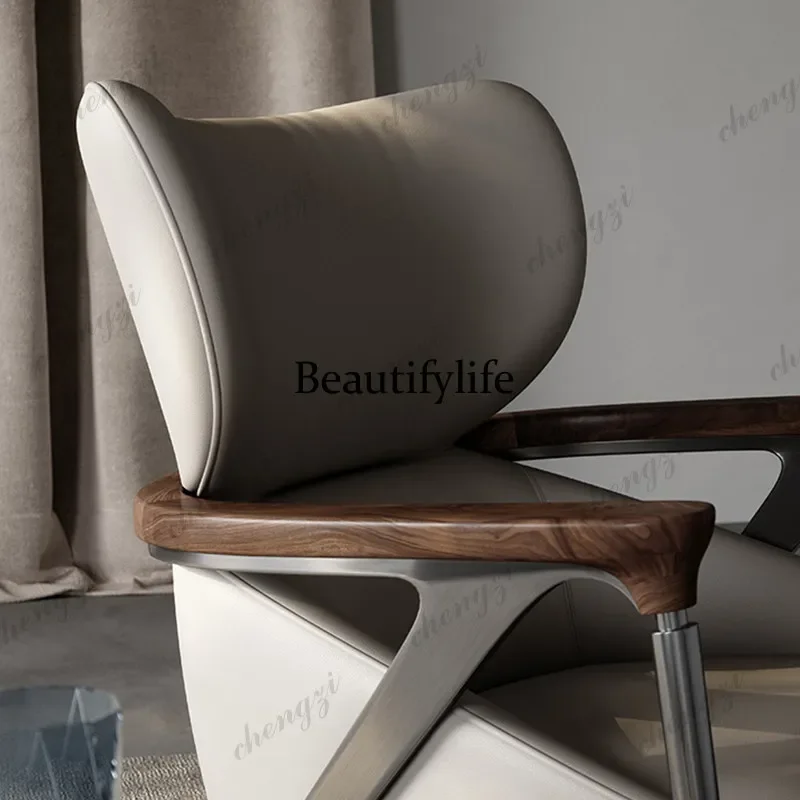 NQ52 Single sofa chair villa large flat floor living room light luxury high sense balcony leather leisure chair home