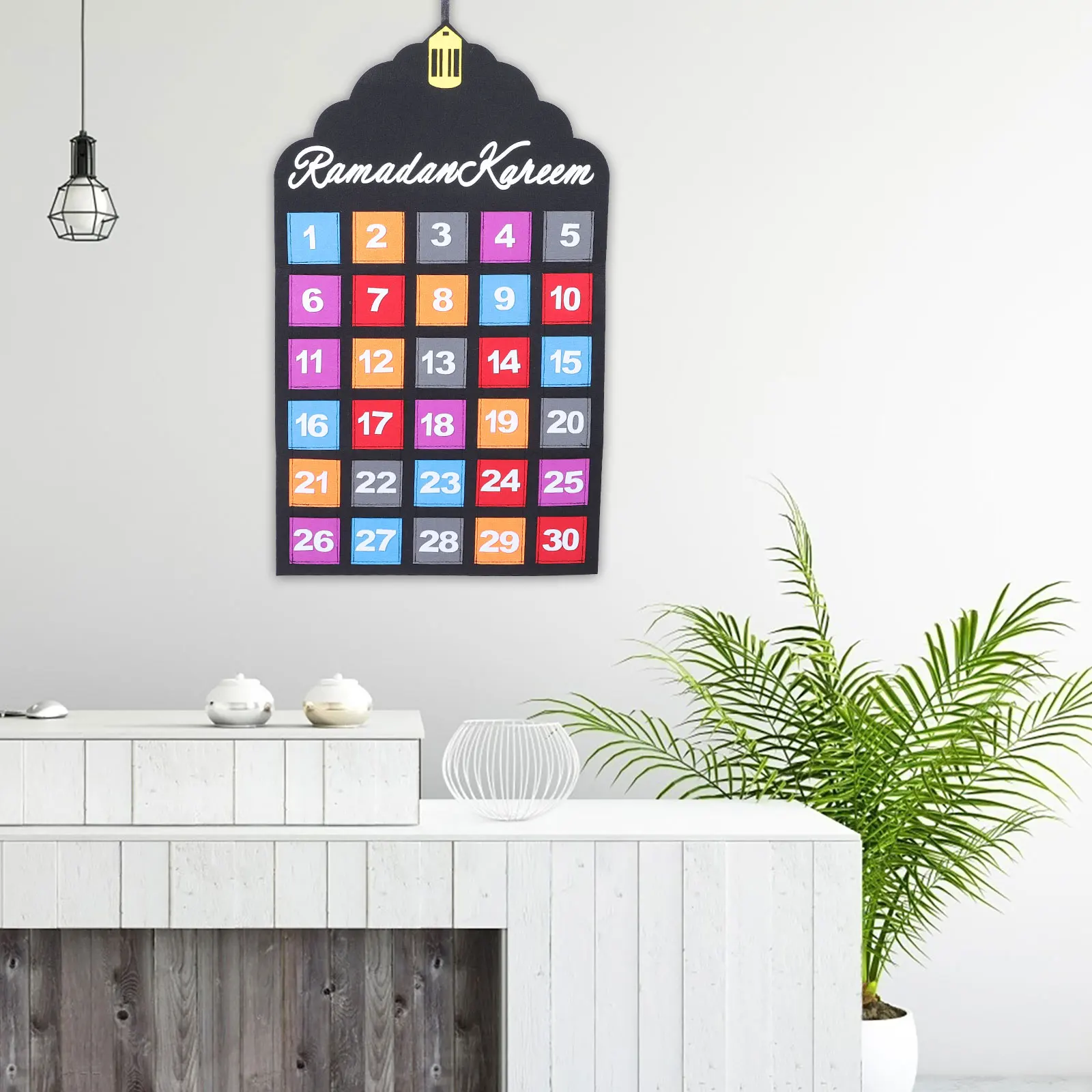 

Felt Cloth Mubarak Advent Calendar Hanging nament Office Eid Countdown Ramadan nament Decor Festival Hangings DIY