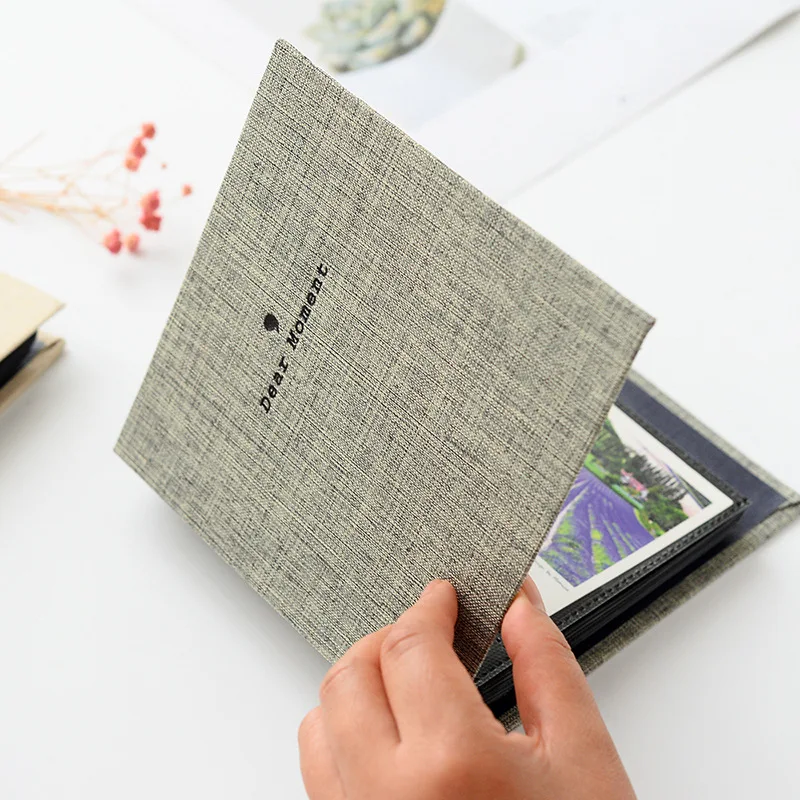 Simple Solid Color Photo Album Cotton Linen Cover Photo Album Travel Souvenir Photo Album 3 Inch 5 Inch Photos Storage Book
