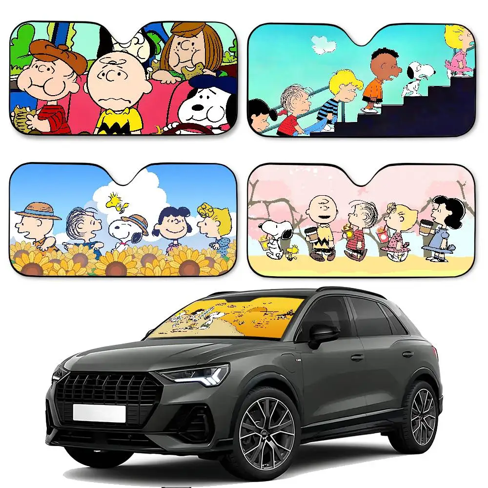 Cute I-SnooppyS Car SunShade Windshield Funny Sun Shade Foldable UV Ray Sun Visor Protector Sunshade For Front Window