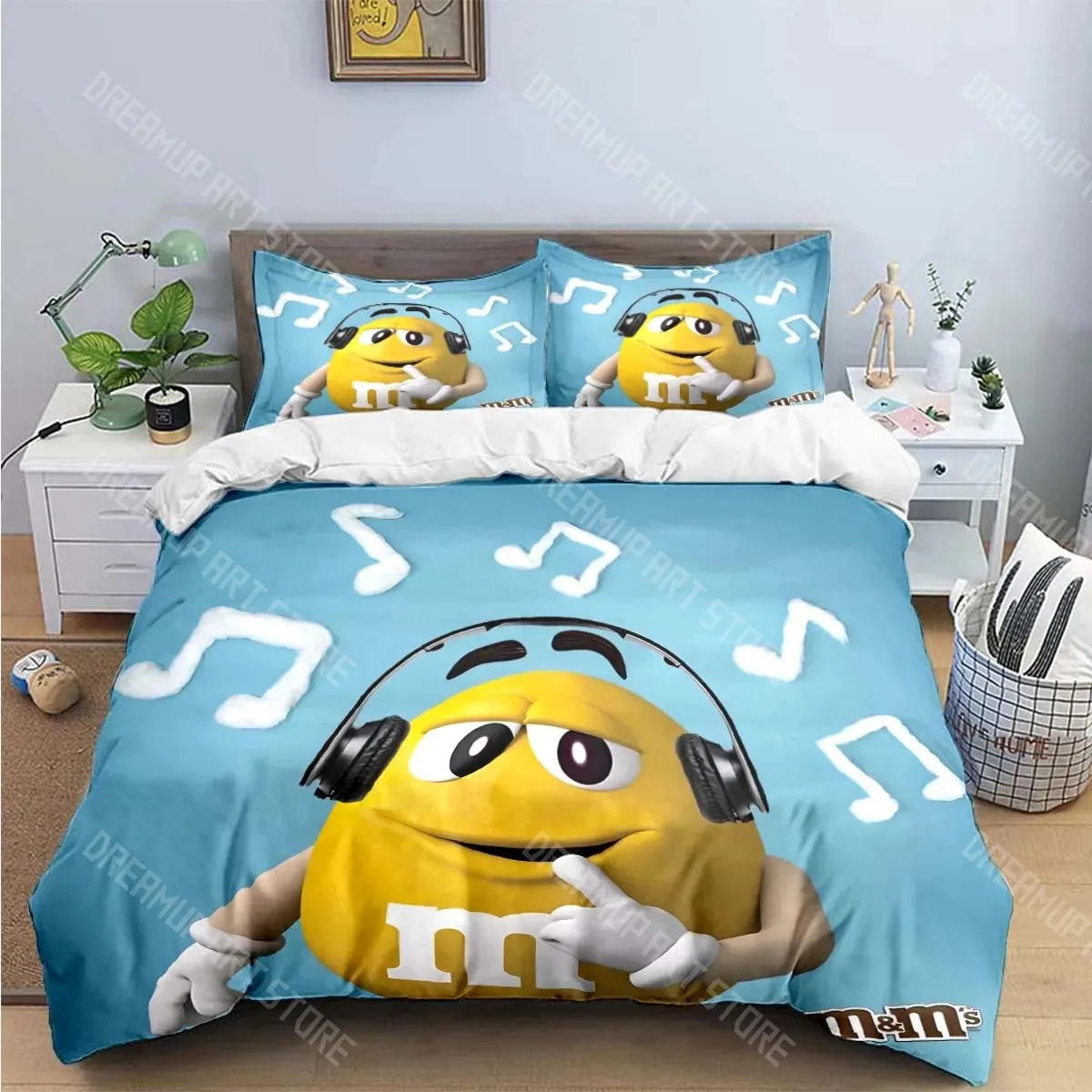 3D Printed M&M Chocolate Logo Bean Bedding Set for Boys Girls Duvet Cover  Pillowcase Twin Queen King Full Single Double Sizes