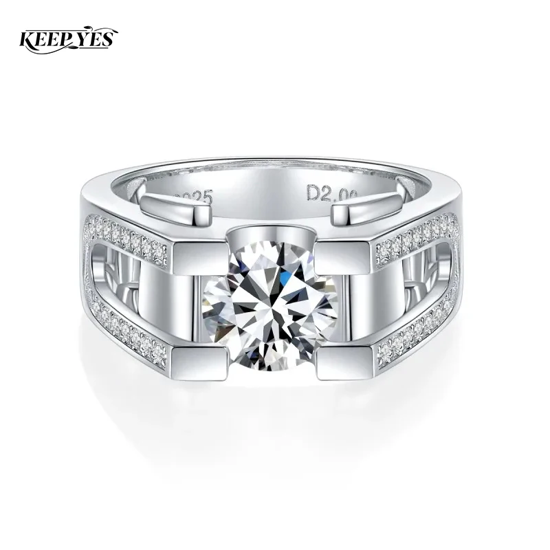 

Классические обручальные кольца KEEP YES 1ct/2ct с муассанитом для мужчин, из стерлингового серебра 925 пробы, роскошное кольцо для предложения руки и сердца с сертификатом GRA