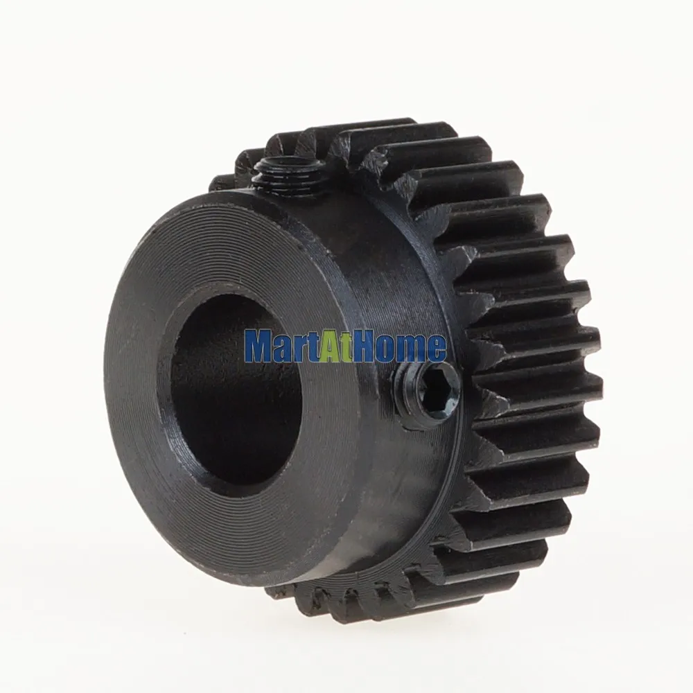 3 PCS Spur Gear Rack Pinion 26-29 Teeth M1 Bore Dia. 5/6/6.35/7/8/10/12/12.7/14 mm Straight Teeth Positive 45# Steel with Boss