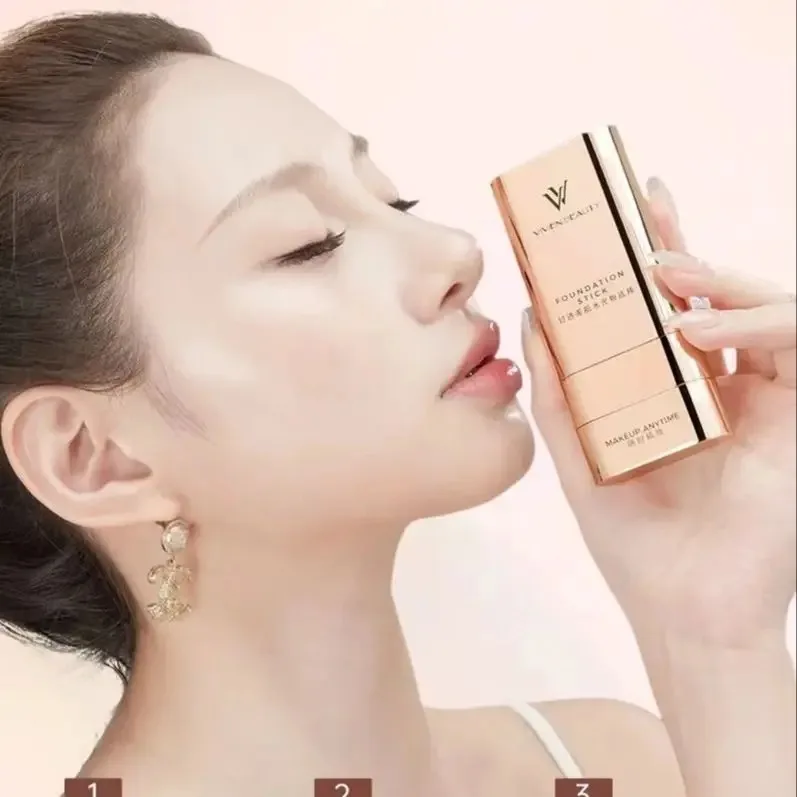 VV ダブルヘッド ファンデーション スティック - 肌の色を明るくする透明なライトコンシーラー 防水 長持ちするメイクアップ用クリーム
