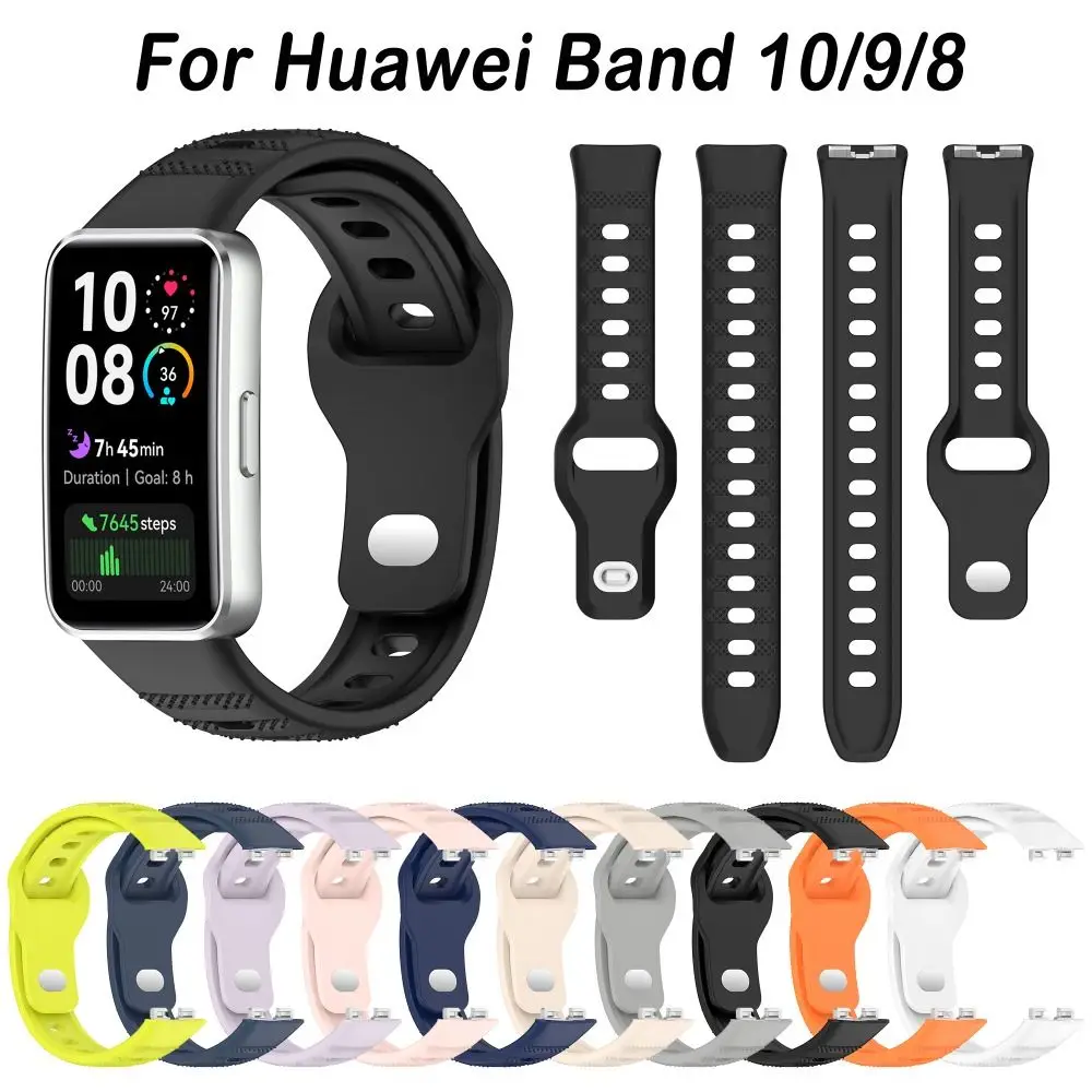 Soft Silicone Watch Strap Adjustable Colorful Watchband Replacement Wristband for Huawei Band 10/9/8 Smart Watch Accessories