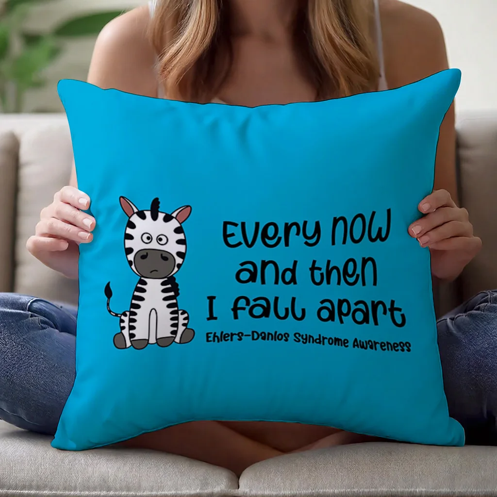 Short Plush “Zebra Awareness” Pillowcase Double Sided Printed Zipper Cushion Cover Ehlers-Danlos Syndrome Support Decor