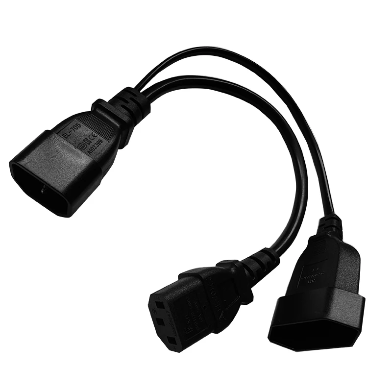 AC Power Splitter Cord IEC320 3 pin C14 TO Male C13+2 hole EU 4.0mm Female socket Y Splitter AC power cord Y Splitter Power Lead
