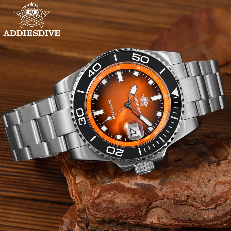 

ADDIESDIVE Men's Watch AD2089 relogios masculino Super Luminous 20Bar Diver Waterproof Stainless Steel Luxury Quartz Watches NEW