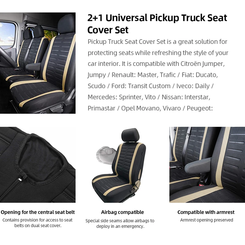 Universal 2 + 1 Lkw Sitz Deckt Schutzhülle Sitz Für ducato van Für Gazelle 3302 Für Peugeot boxer Für Kia rio 2009 Für VW T4