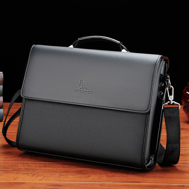 Business PU Leather Men's Briefcase Luxury Flip Man Handbag High Quality Laptop Bag Office Male Shoulder Crossbody Bag