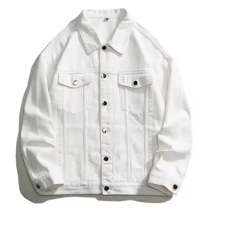 Herbst Herren Oversize Weiße Jeansjacke Mode Streetwear Baumwolle Lässig Locker Hochwertige Jeansmäntel Blau Grün Schwarz 2026