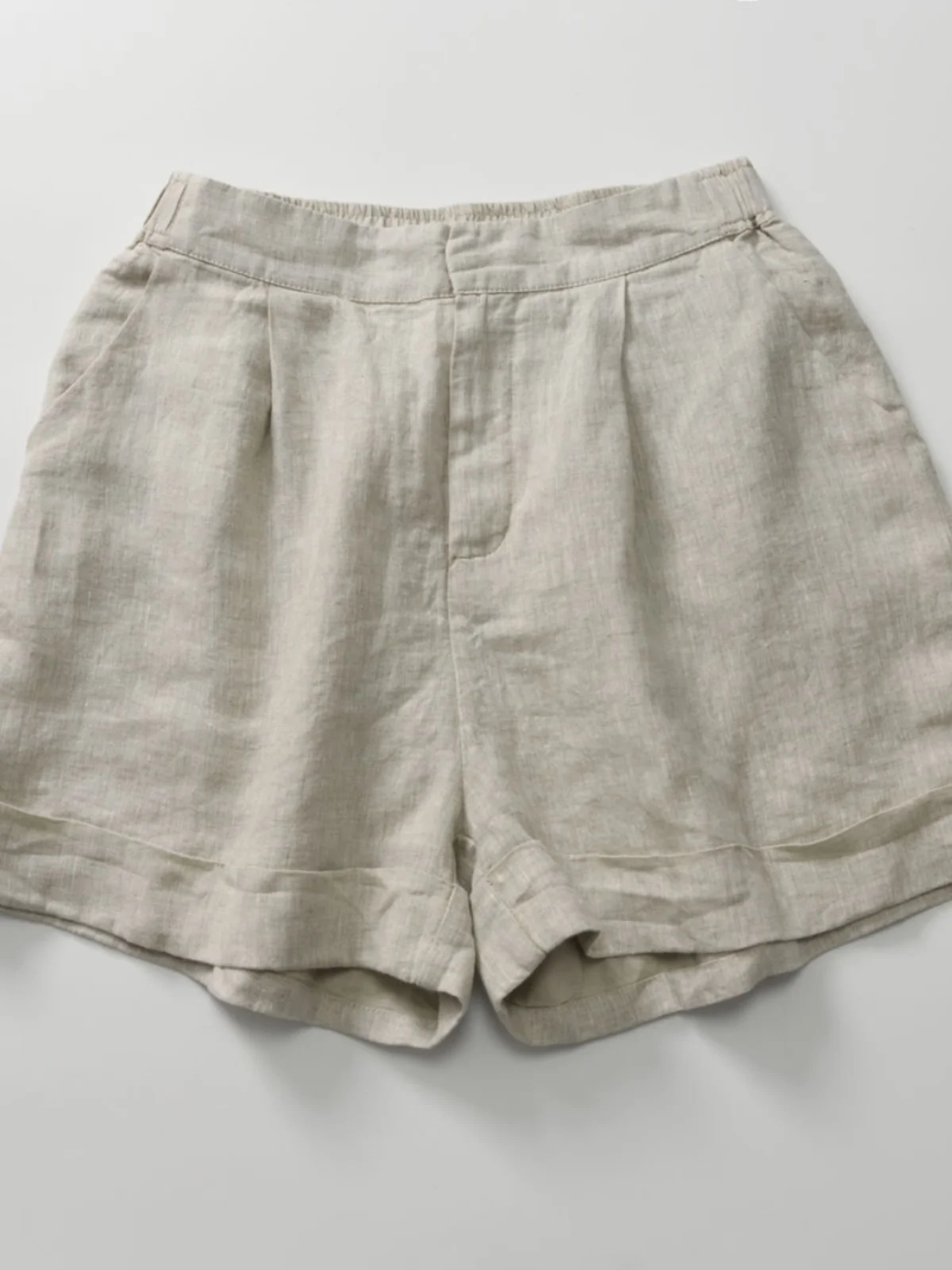 Artistiek High-End Puur Linnen Orts Dames Zomer Nieuwe Casual Elastische Taille Kleur Veelzijdige Hotpants Pendelen Sle...