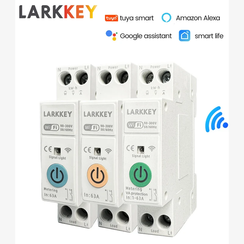 Tuya WiFi Smart Circuit Breaker MCB 1P+N 63A Power Metering over Voltage Current Protection Voice Remote Control Relay Switch