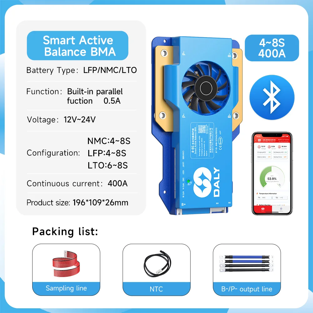 DALYBMS 250A 300A 400A 500A DALY BMS Smart BMS 4S 12V 8S 24V 1A Aktiver Balancer BMS für LiFePO4 Lithium-Ionen-Batterie RS485 CAN
