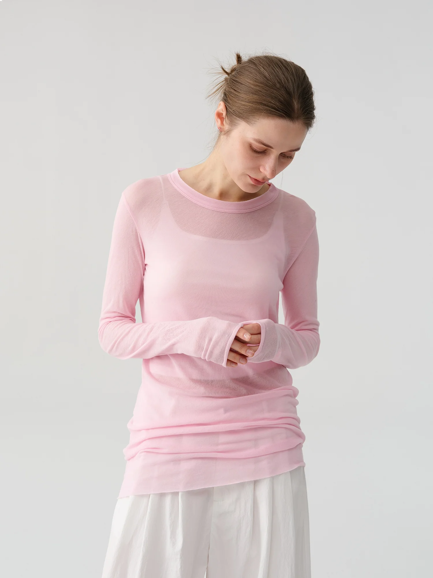 

Camon Australian Cotton Strong Twist Wrinkle Proc round Ne Base irt Skin-friendly Inner Wear Casual Sle Long S...