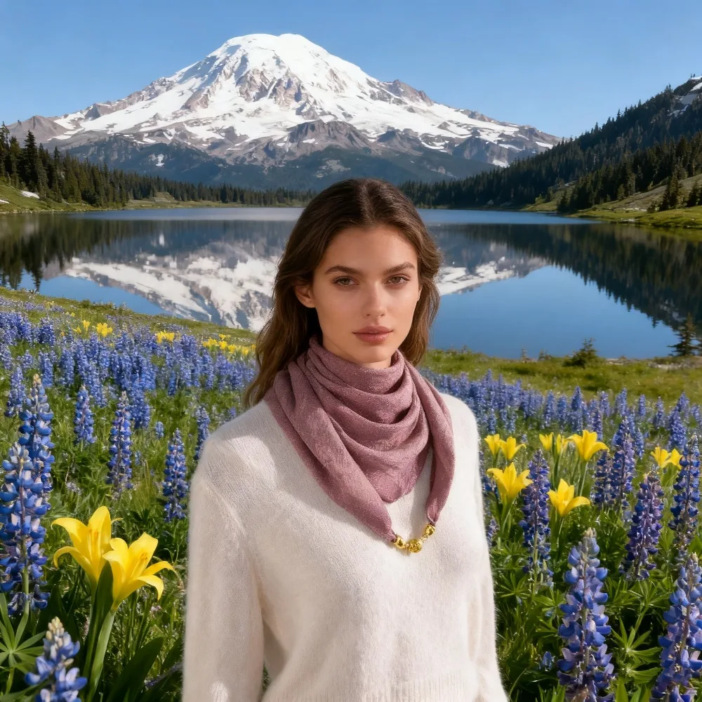 

1 шт., новый жаккардовый шарф из хлопка и льна с магнитной пряжкой, женский осенне-зимний темпераментный универсальный квадратный шарф