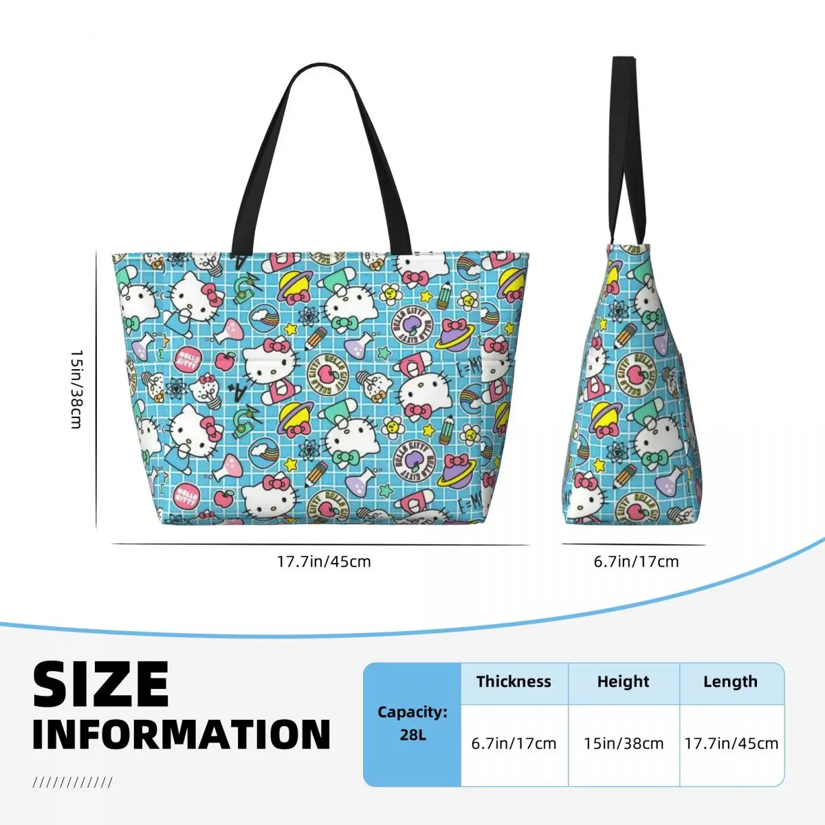 Borsa Tote personalizzata per gatti Hello Kitty Chemical di grandi dimensioni per le donne borsa da viaggio per palestra da spiaggia con tracolla