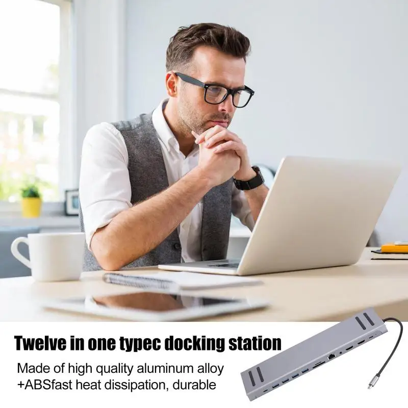 Type C Adapter For Laptop 12 In 1 Computer Accessories Docking Station HD Port Expander And USB C Data Transfer At 5.0 Gbpsfor