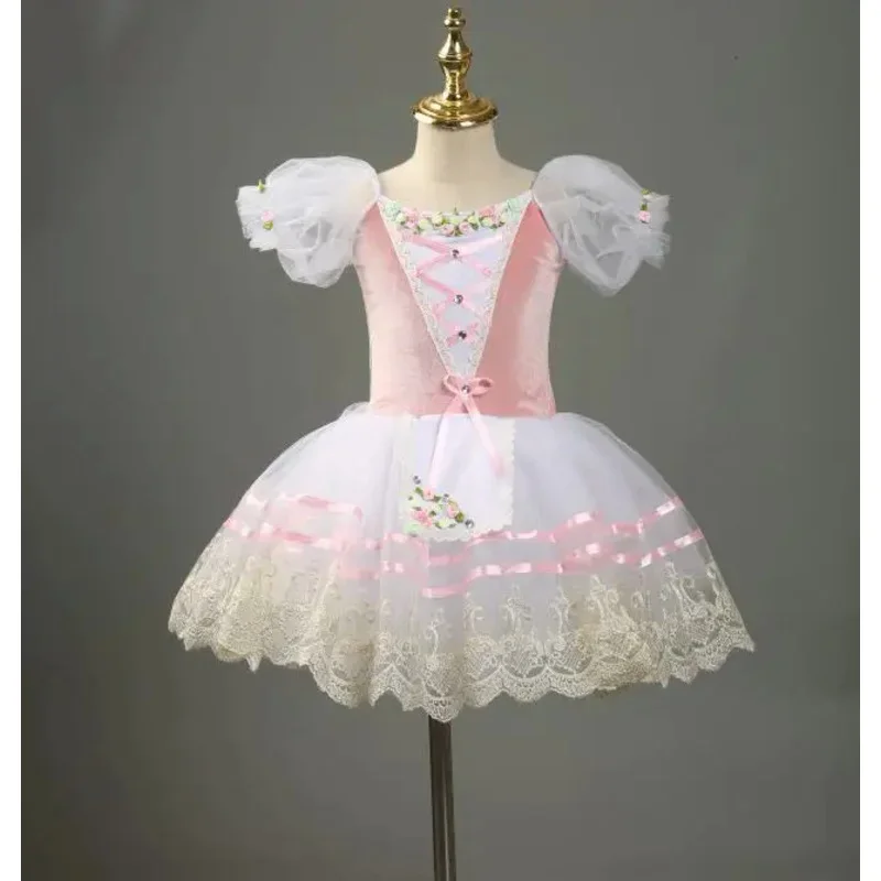 Professional Ballet Tutu Pink Gisele Competition Adults Child Flower Ballet Tutu Dress For Girls Kids Leotard Ballerina Dress MN