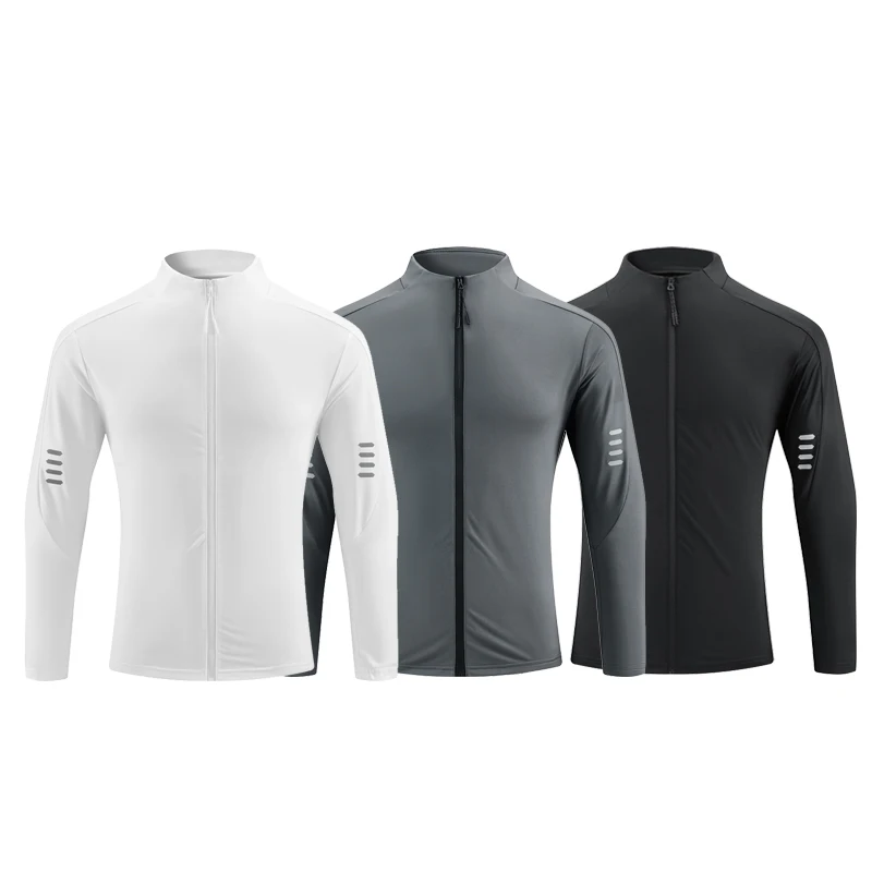 

Summer Men's Gym Quick Drying Jacket, Slim Fit Sun Protection Fishing Suit Jacket, Outdoor Sports Hiking Camping Skin Jacket