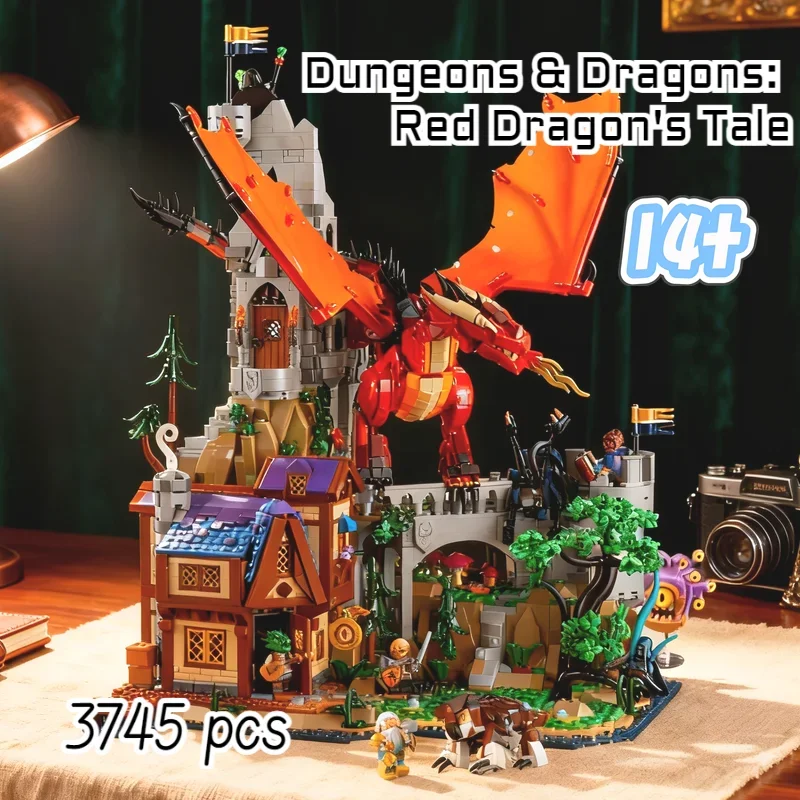 

3745pcs New Arrival 21348 Epic Red Dragon Battle Dungeons Dragons Medieval Castle Red Dragon Tale Building Block Christmas Gift