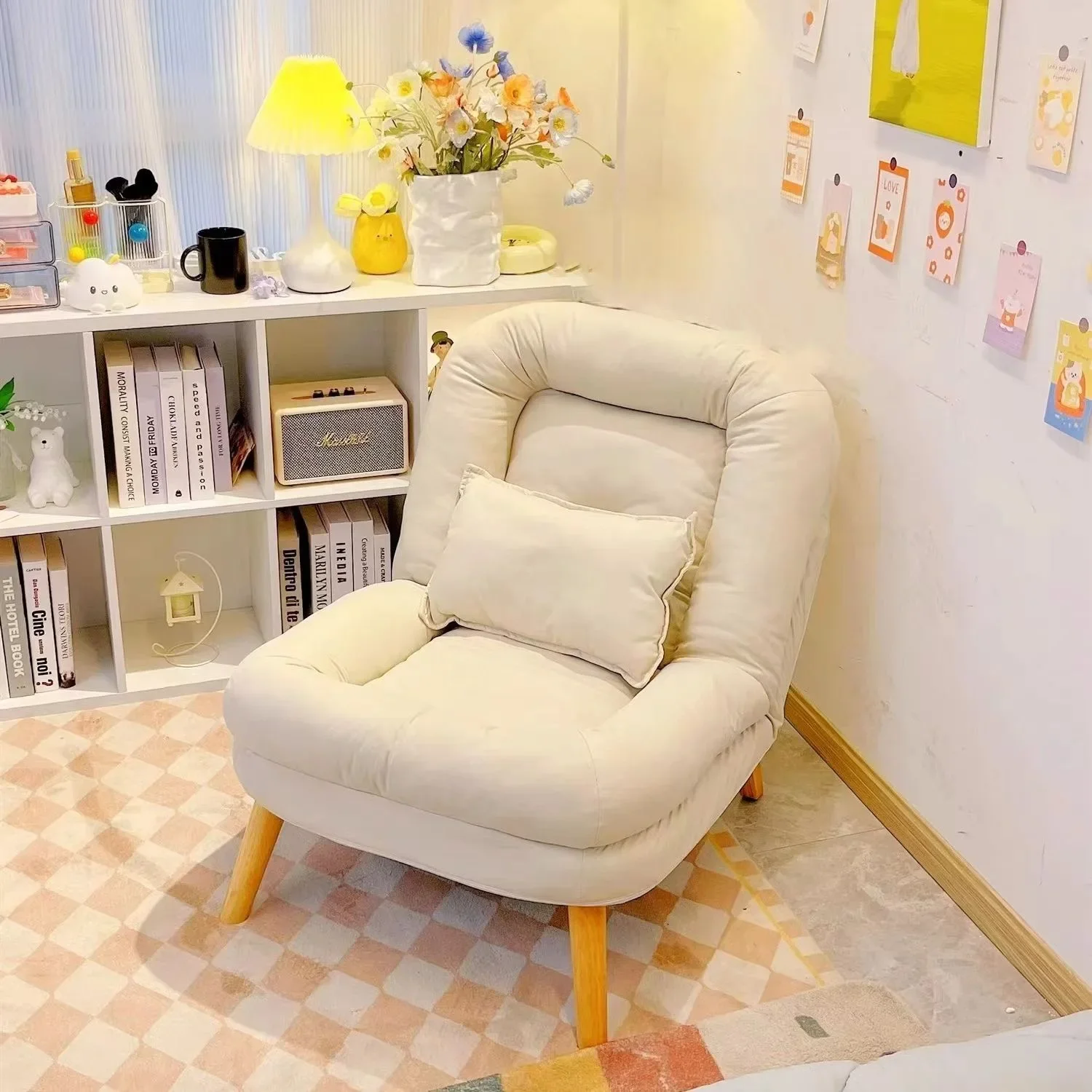 Single lazy sofa chair leisure recliner bedroom nap chair space saving suitable for small apartments comfortable home seat