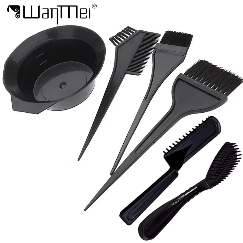 2/4/6pcs Professional Hair Dyeing Kit Color Mixed Bowl with Stirring Brush Coloring Bleaching Salon Hair Beauty Styling Tools