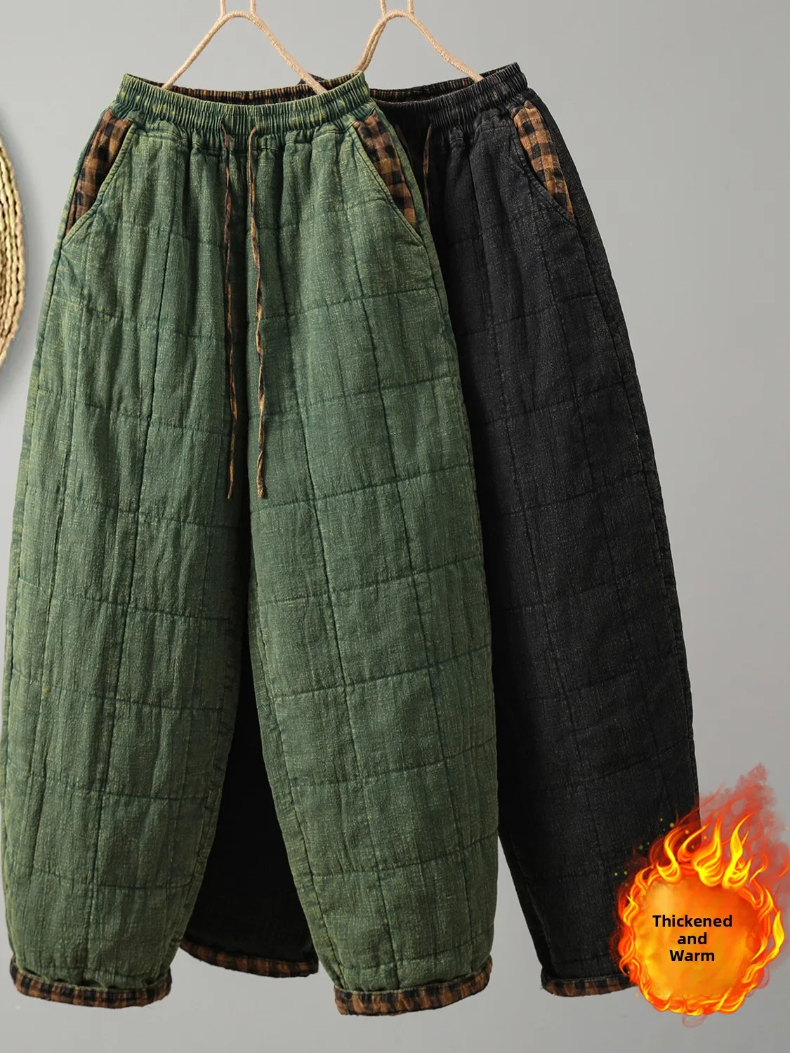 

Новые женские брюки-лампады 2025 года в стиле ретро, прямого кроя, из хлопка, больших размеров, с эластичным поясом, повседневные, из хлопка