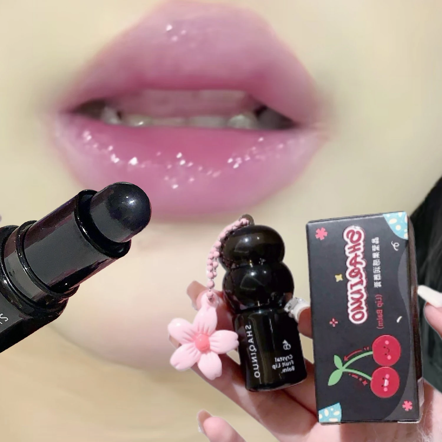 Donkerkersenfruit Lippenbalsem Hydrateert Paarsroze Getinte Lippenstift Langdurige Voedende Lippenpomade Transparante Lipverzorging