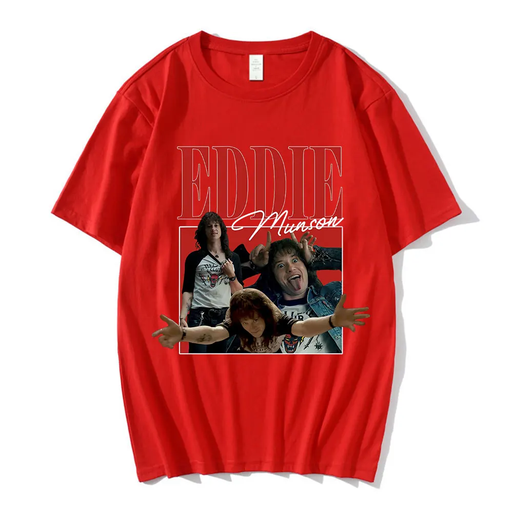 إدي مونسون تي شيرت الرجال Harajuku الرسومات تي شيرت مطبوع كم قصير كبير الحجم الشارع الشهير للجنسين القطن عادية تي شيرت