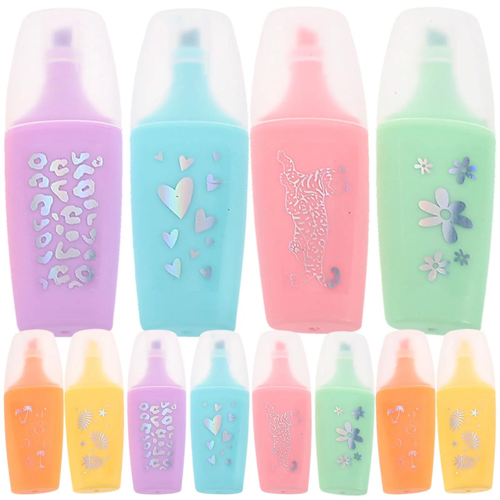 

24Pcs Colorful Highlighters Cartoon Mini Marking Pens for Students School Office Note Taking Adorable Small Book Markers DIY