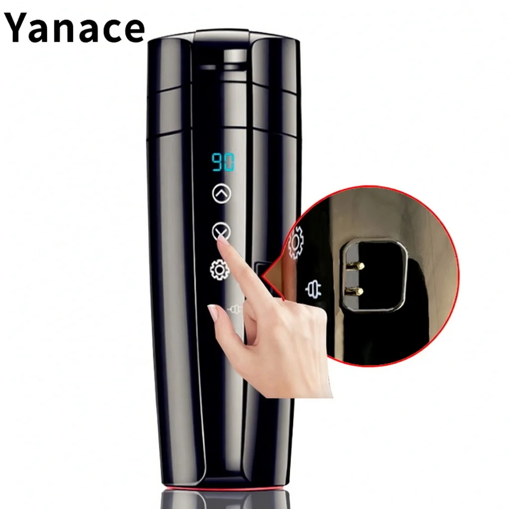 Yanace Portable Electric Opener Automatic Corkscrew with LED Display Touch Control USB Rechargeable Bottle Sleek Black Design