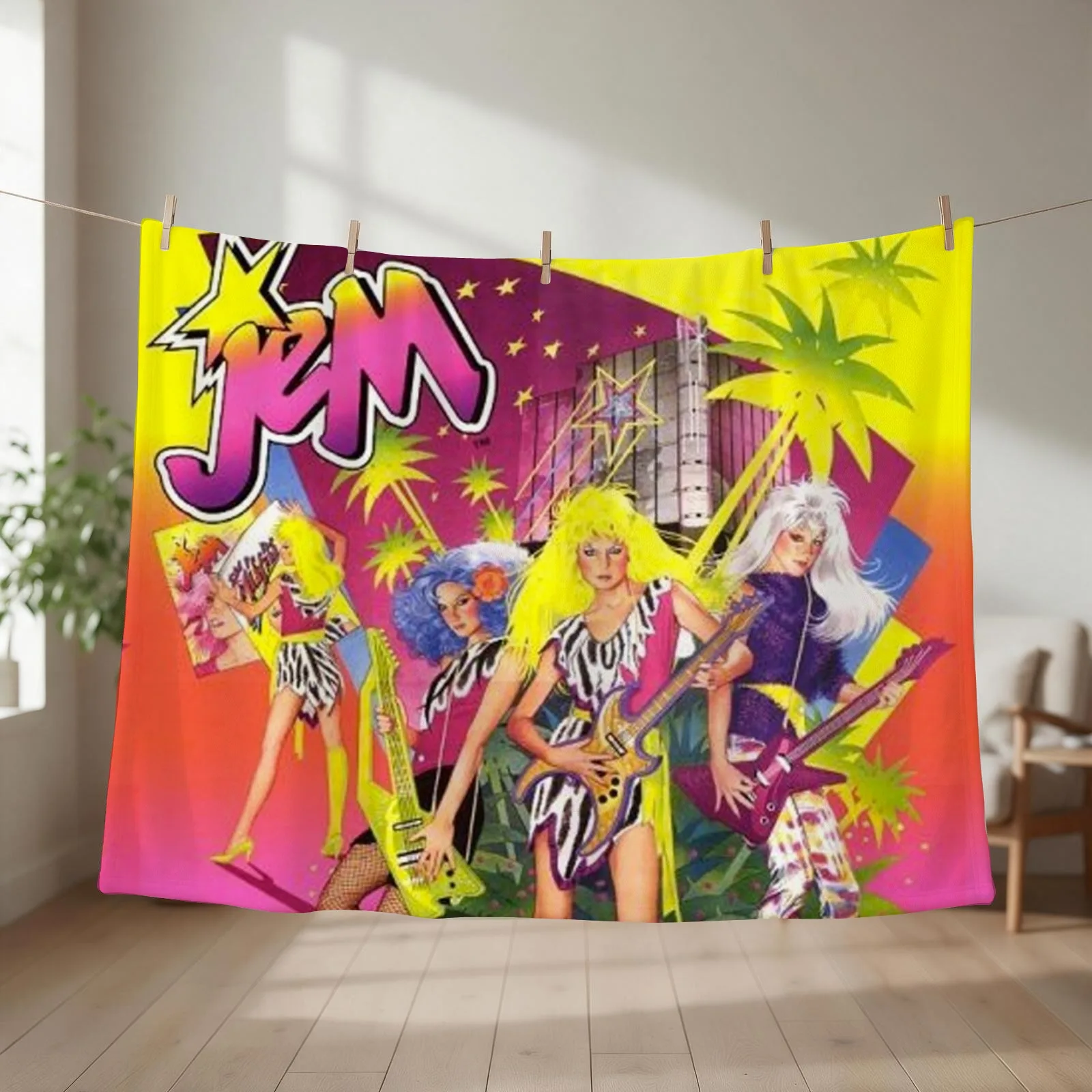 Jem and the holograms Throw Blanket couch cozy soft plush fuzzy picnic outdoor blanket