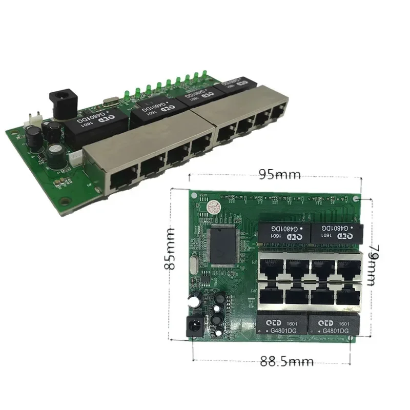 Commutateur Ethernet Gigabit OEM PBC, 8 ports, 8 broches, hub 10/100/1000 m, carte PCB à 8 broches d'alimentation