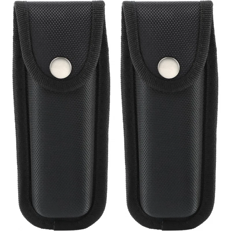 Funda para cuchillo de bolsillo de nailon, funda multiherramienta de 5,5 pulgadas con presilla para cinturón, funda para cuchillo plegable o uso diario (negro), 2 uds.