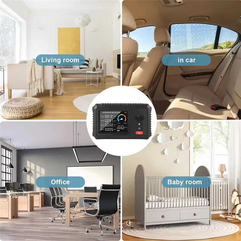 

A95I-Smart Indoor Air Monitor HLW-100 4-In-1 Air Quality Detector Tester Formaldehyde CO2 PM2.5 PM10 Real-Time Data