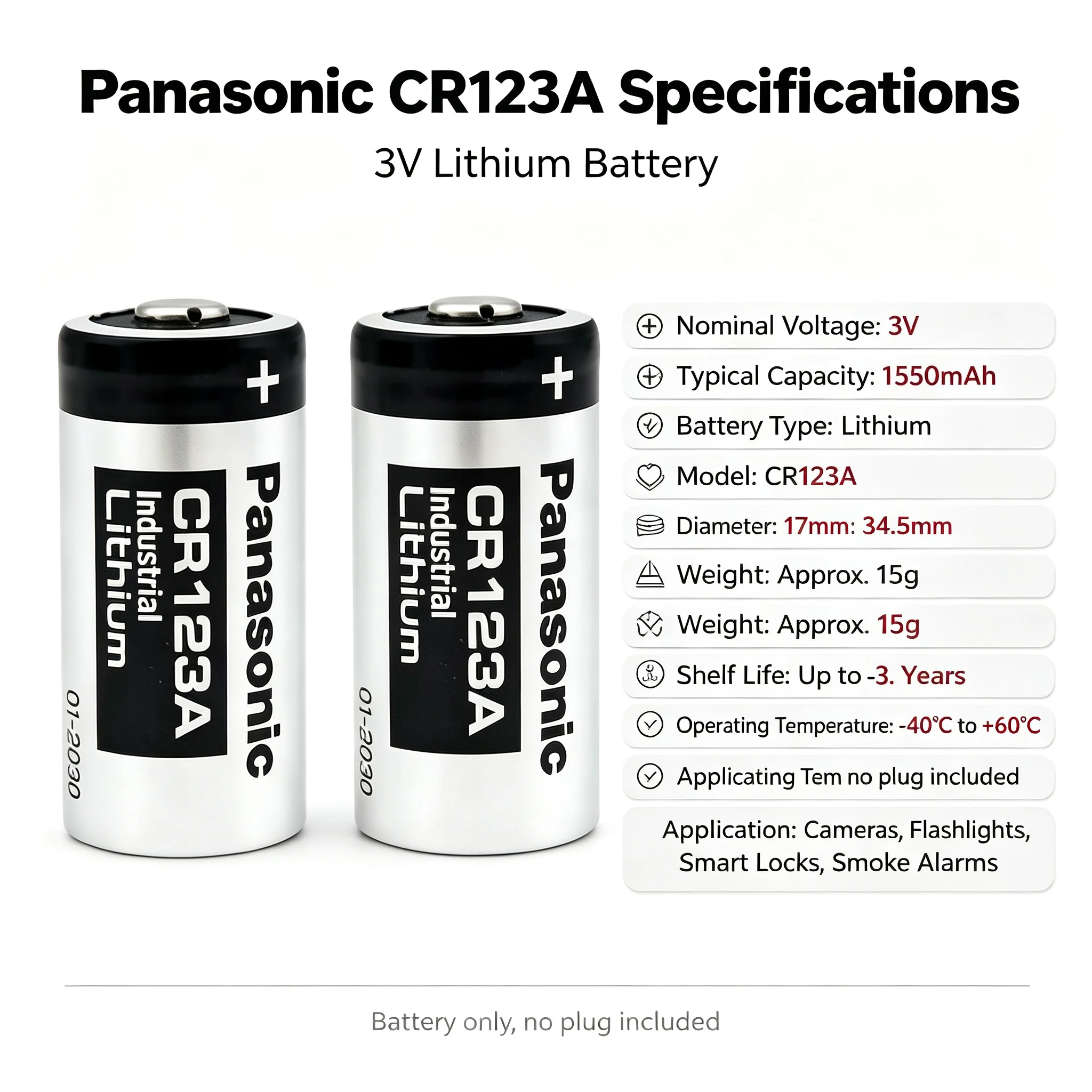 1-100PCS 3V CR123A Lithium Battery Original For Panasonic Arlo Camera DL123A EL123A CR17345 123A 123 Battery