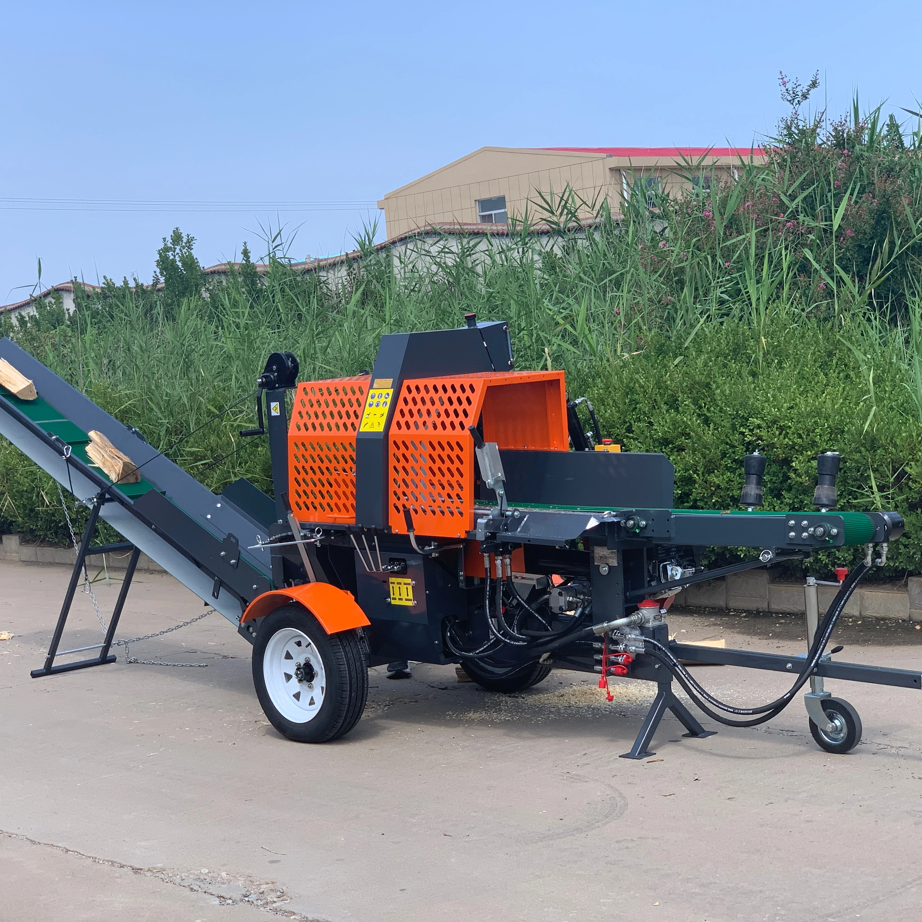 Procesador de Leña Automático de 20 Toneladas, Rajadora de Troncos con Motor de 15 HP, Componentes Principales de Motor y Engranajes, Capacidad de 8 t/h