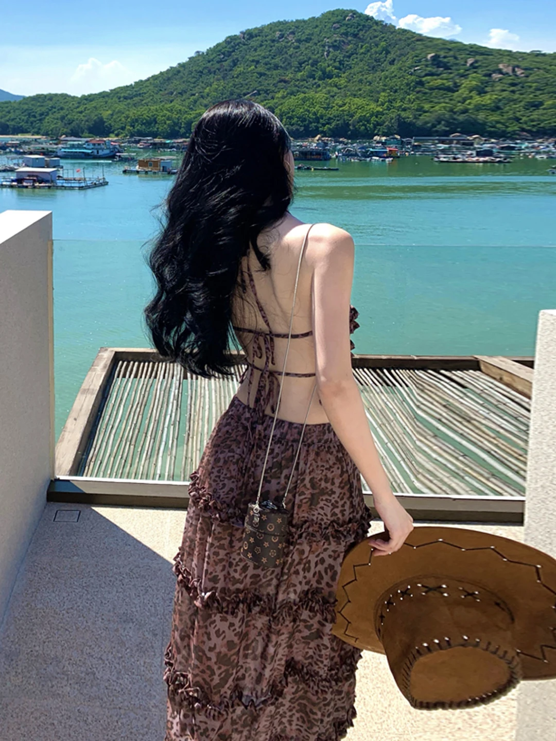 Sexy Leopard Print ter Ne  Dr And Hat Beach Vaion Sle Women's Faion Set Breathable Lightweight Summer Outfit