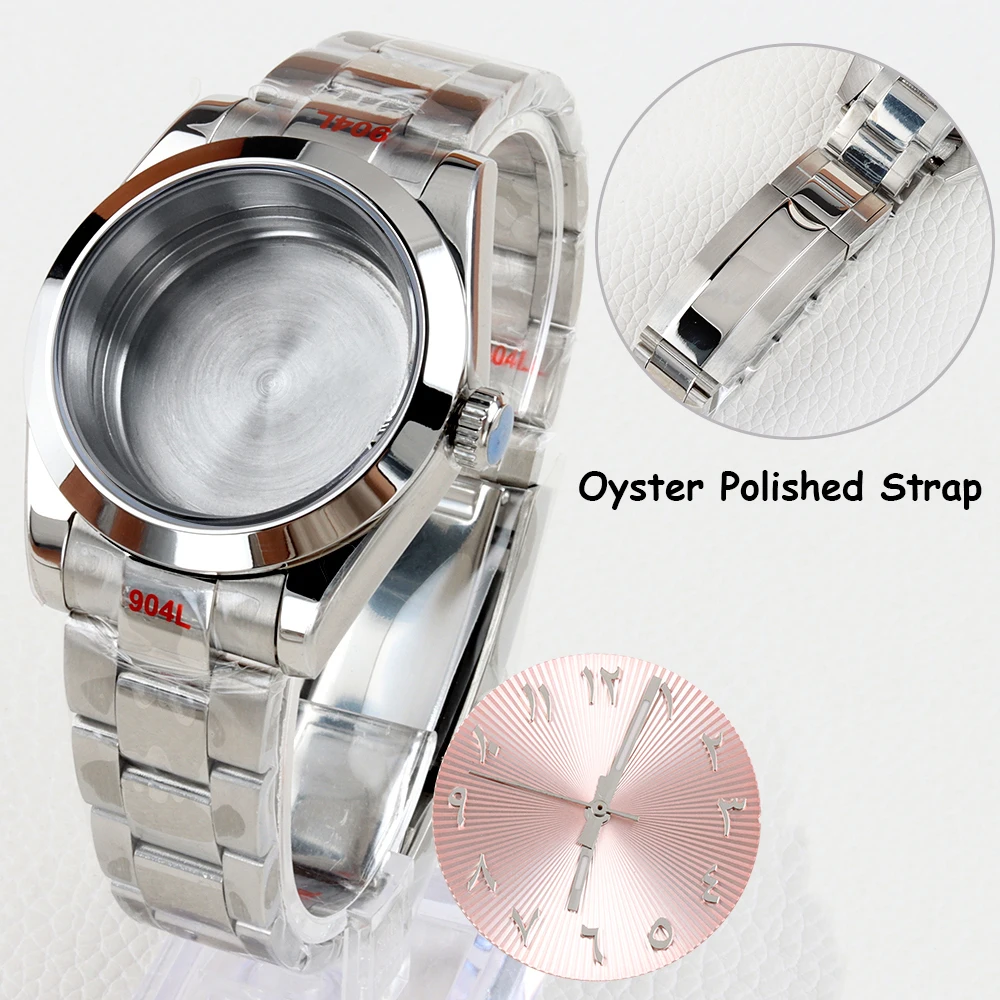 

36/39mm Nh35 Watch Case Sapphire Glass 28.5mm Dial Oyster Polished Watchband Stainless Steel for Datejust NH35 NH36 Movement