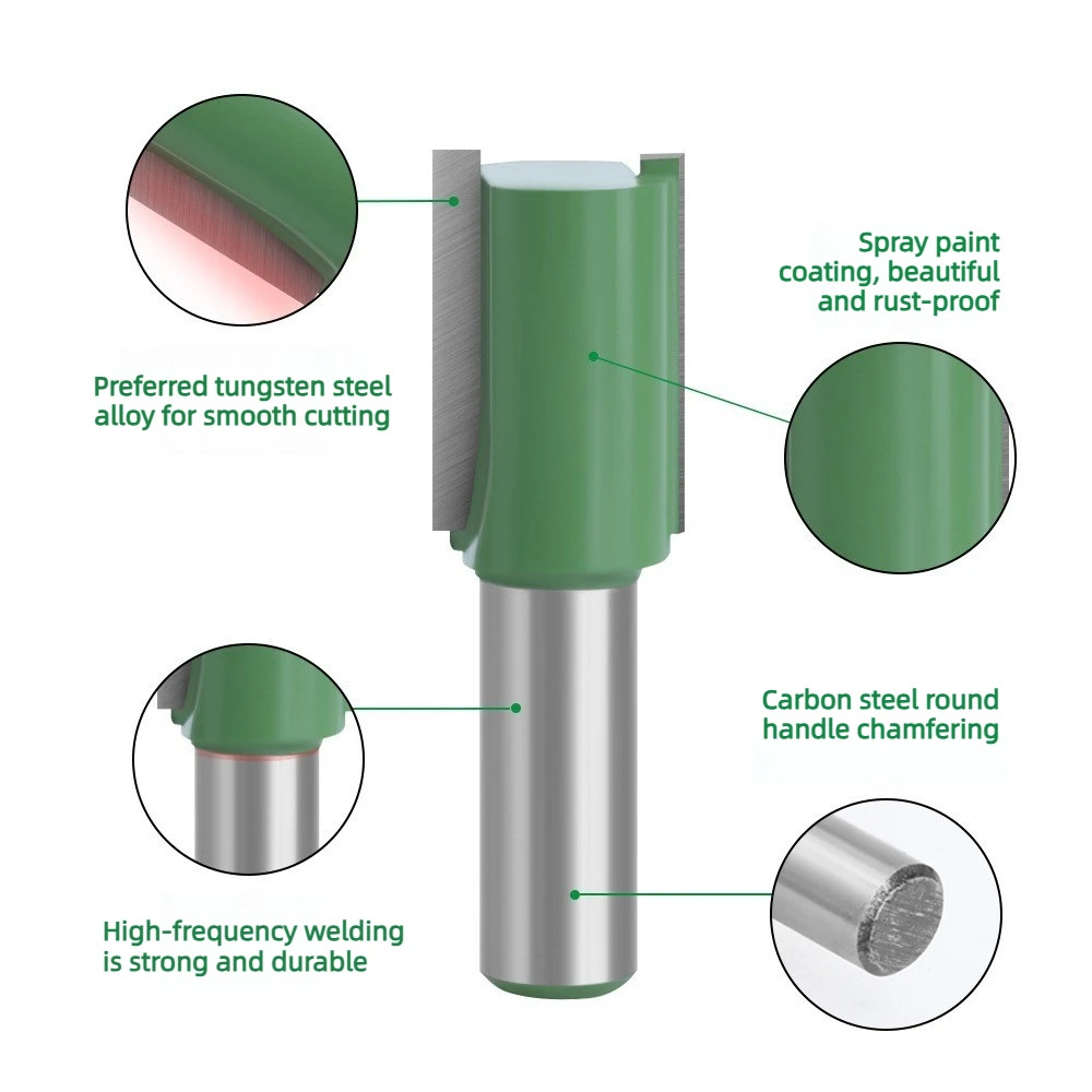 LAVIE 1/2 Shank Cutter Head Double-edged Straight Knife Invisible 2-in-1 Diameter Wine Cabinet Milling Cutter Diameter 공구 예초기커터날