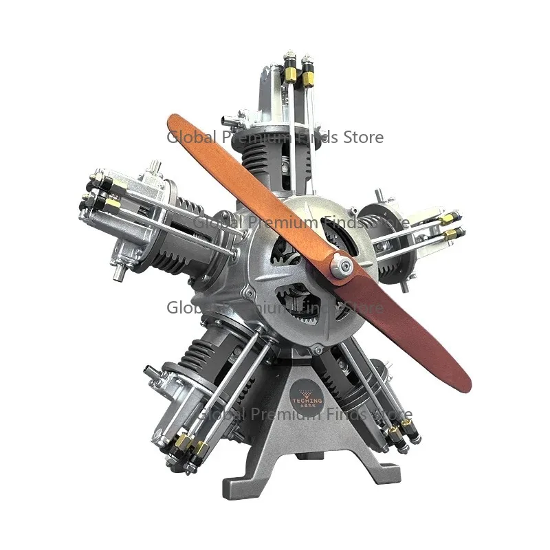 DIY Five Cylinder Radial Engine Electric Simulation Aircr-aft Engine Model Metal Mechanical Assembly Kit Collection Gift