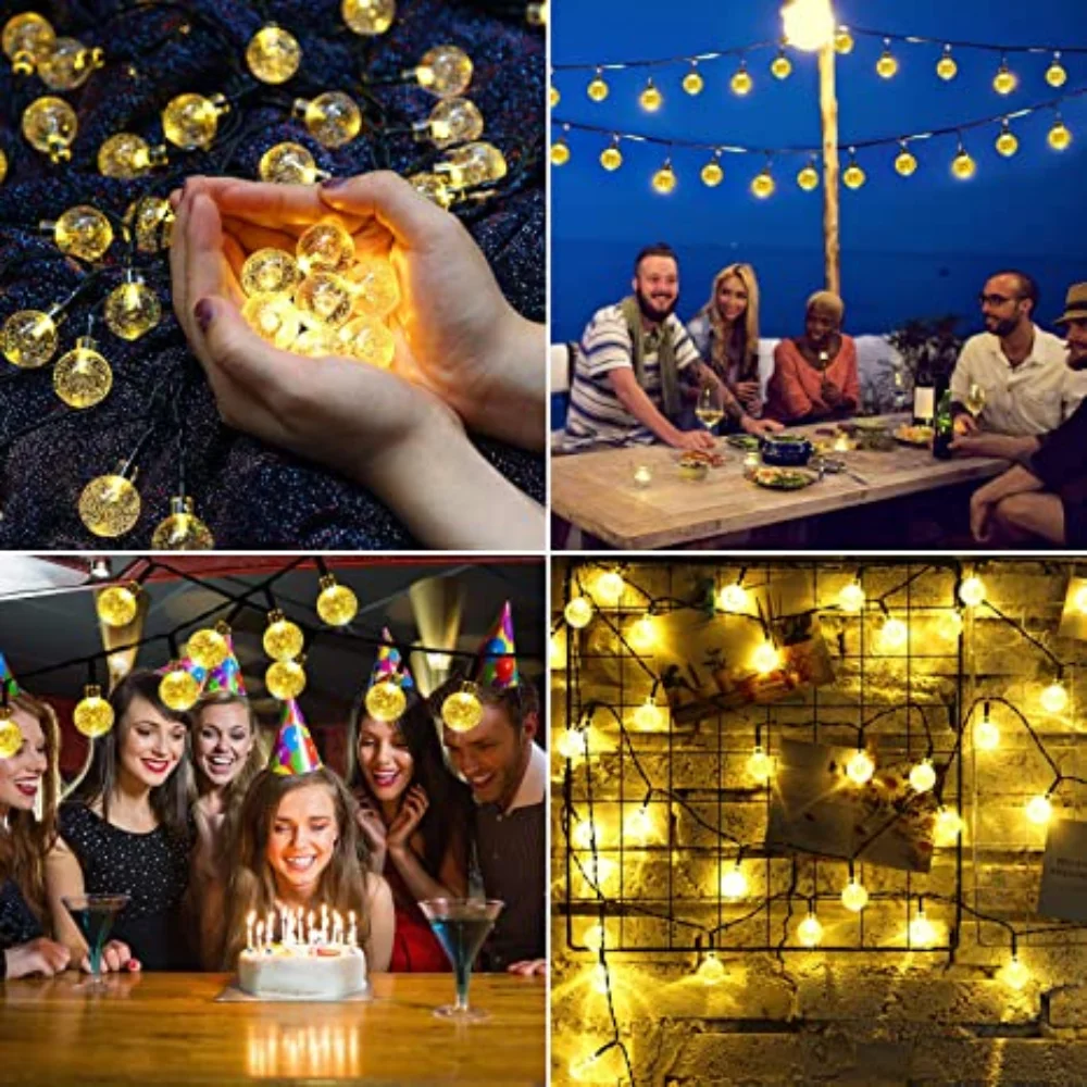 NEW USB LED Crystal ball LED Solar Lamp Power LED String Fairy Lights Solar Garlands Garden Christmas Decor For Outdoor