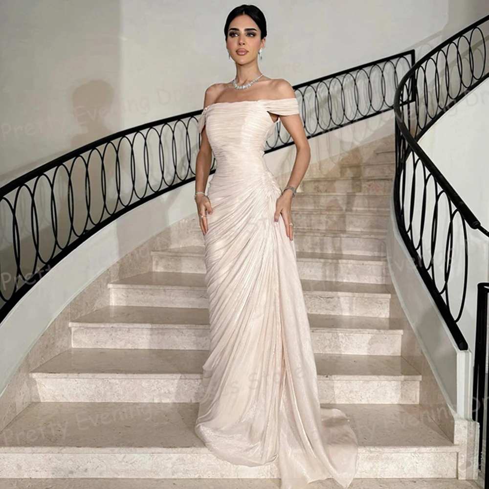 

Simple Sexy 2025 Evening Dresses Woman's Mermaid Ruched Off Shoulder Prom Gowns Fashion Vestidos De Novia Customized فساتين سهرة