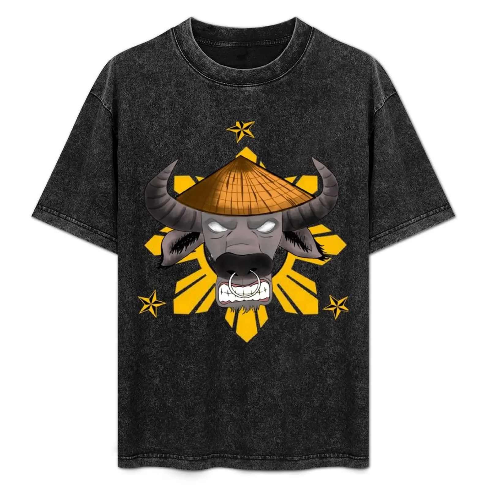 

Kalabaw or Carabao with Three Stars & Sun - Philippine National Animal T-Shirt Fashion Letter Print T-Shirt