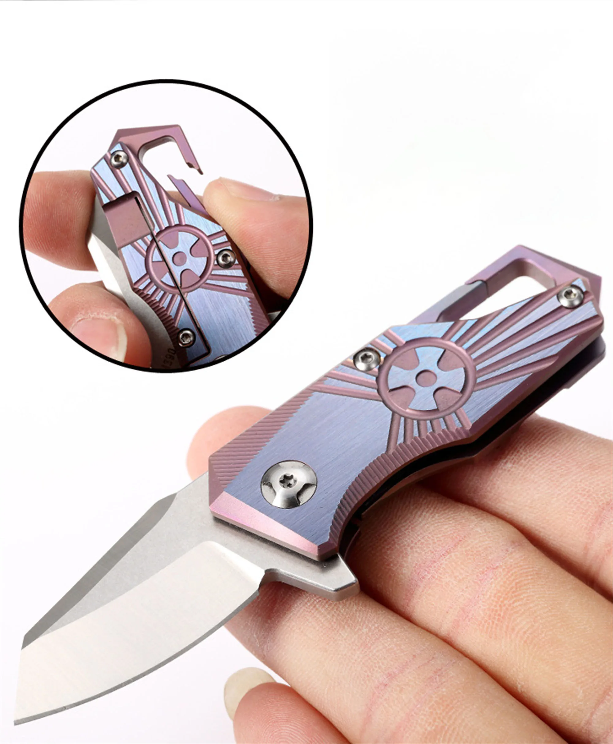 Titanium alloy Mini knife M390  Pocket   Knife EDC Outdoor Multi-function Tool