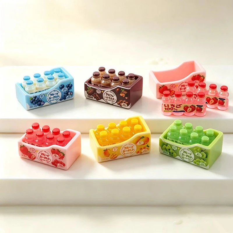 100pcs Simulation Fruit Yogurt Drink Set Resin Cabochon DIY Keychain Jewelry Accessories Dollhouse Decor