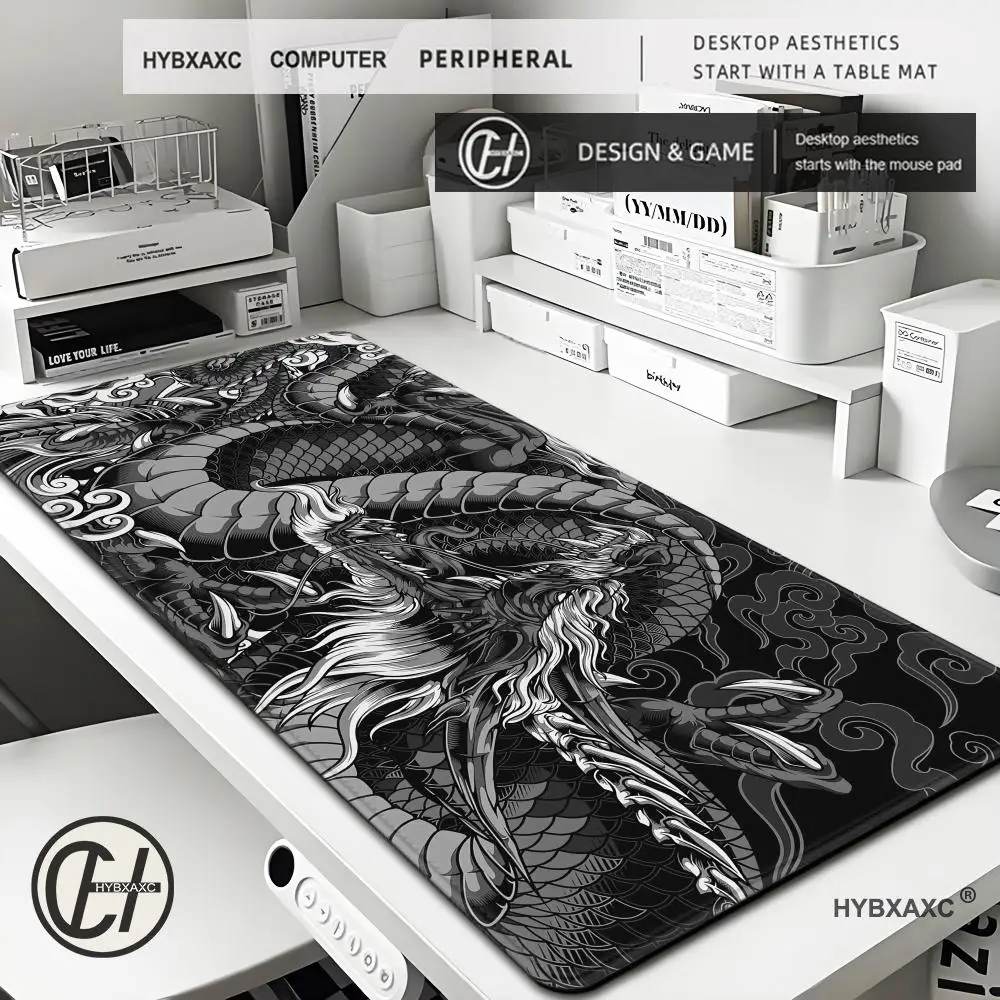 

Black and White Dragon Large Mouse Mat Gaming Mousepad Big Rubber Base Mouse Pad Purple Deskpad Eyboard Mats Mousepads 400x900