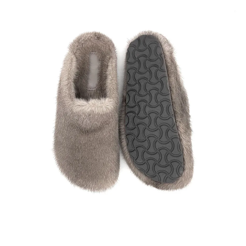 Mink Slippers Sandals Women\'s Shoes Real Mink Fur Slippers Luxury Fashion Ladies Furry Slipper  Girls Flat  Outside Slippers