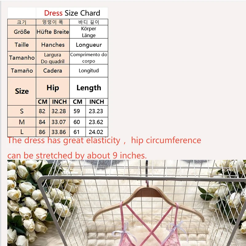 Roze Cross Strap See-through Kant Korte Jurk Backless Holle Boog Onregelmatige Hotsweet Sexy Vrouwen Pyjama Nachtkleding Nieuw in Kleding